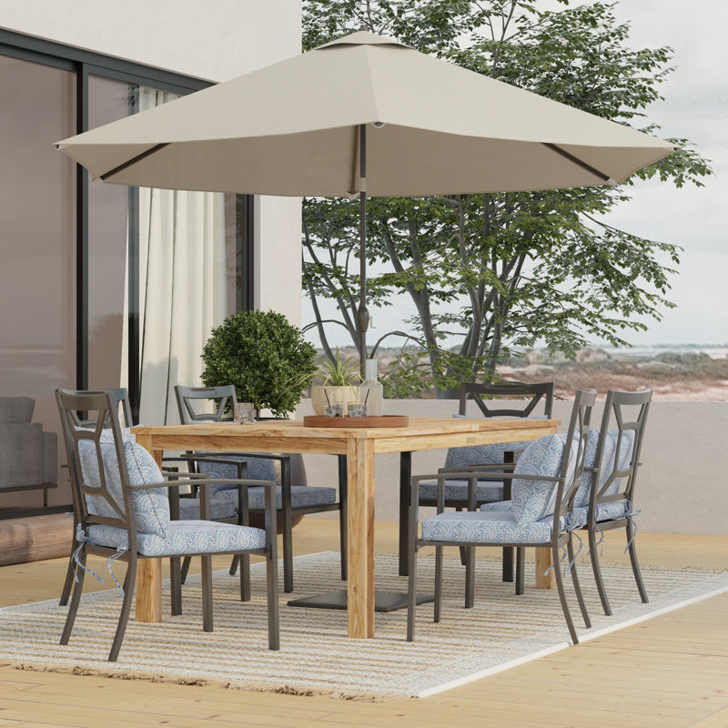 Lillian Outdoor Dining Chair Pad, Navy Watercolor Shells