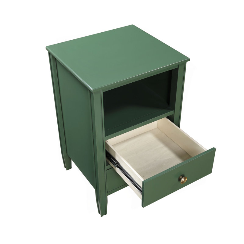 Table de chevet avec rangement à 2 tiroirs Winston, Vert antique