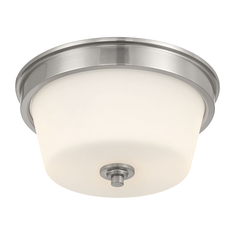Strayhan 13" Wide 2-Light Flush Mount, Brushed Nickel