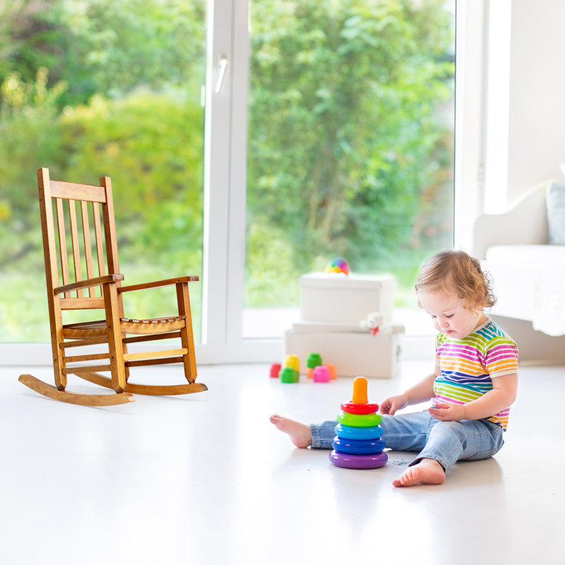 Kamree Kids 11.3'' Wood Rocking Chair and Ottoman, Brown