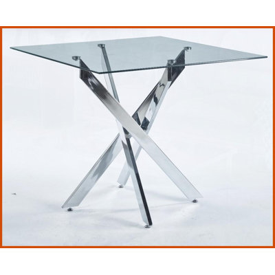 Table basse peu encombrante avec plateau en verre trempé Pieds croisés en métal, faciles à nettoyer pour le salon