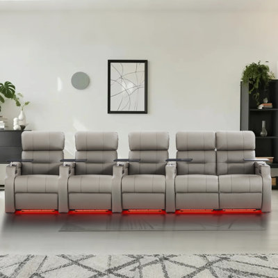 Sofa Power Reclining Electricity Sofa Power Recliner Loveseat Chair Top Grain Leather Movie Chair Gaming Seat With USB Charging Tray Table Cup Holders