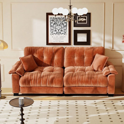 Canapé moderne plissé en chenille 3 places 94 po