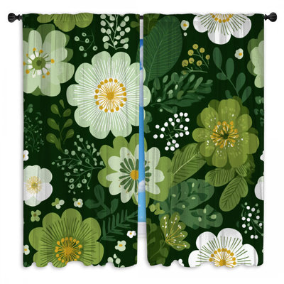 Floral Window Curtains  Nature Sheer & Room Darkening - 2 Panels