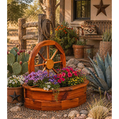 Boîte à fleurs rustique en cèdre à roues - Jardinière en cèdre rouge pour terrasse ou jardin