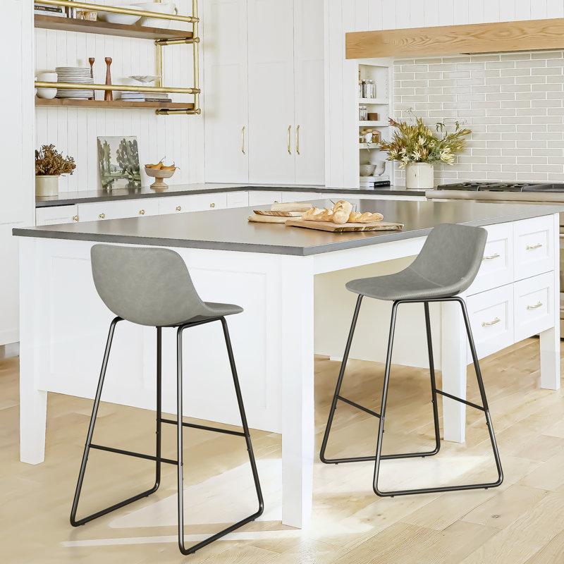 Tabouret de bar et de comptoir Ardra, Tabouret de bar (siège d'une hauteur de 30 po), Similicuir - gris