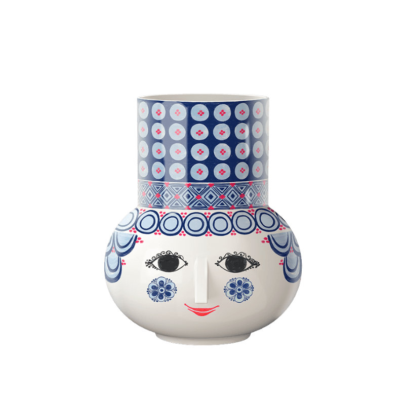 Olga Vase, Blue, H: 7.9", 7.9" H x 6.7" W x 6.7" D, Blue