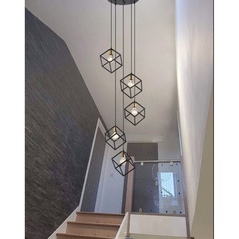 Lustre géométrique en acier 5 lumières à intensité variable 23,37 po Indie