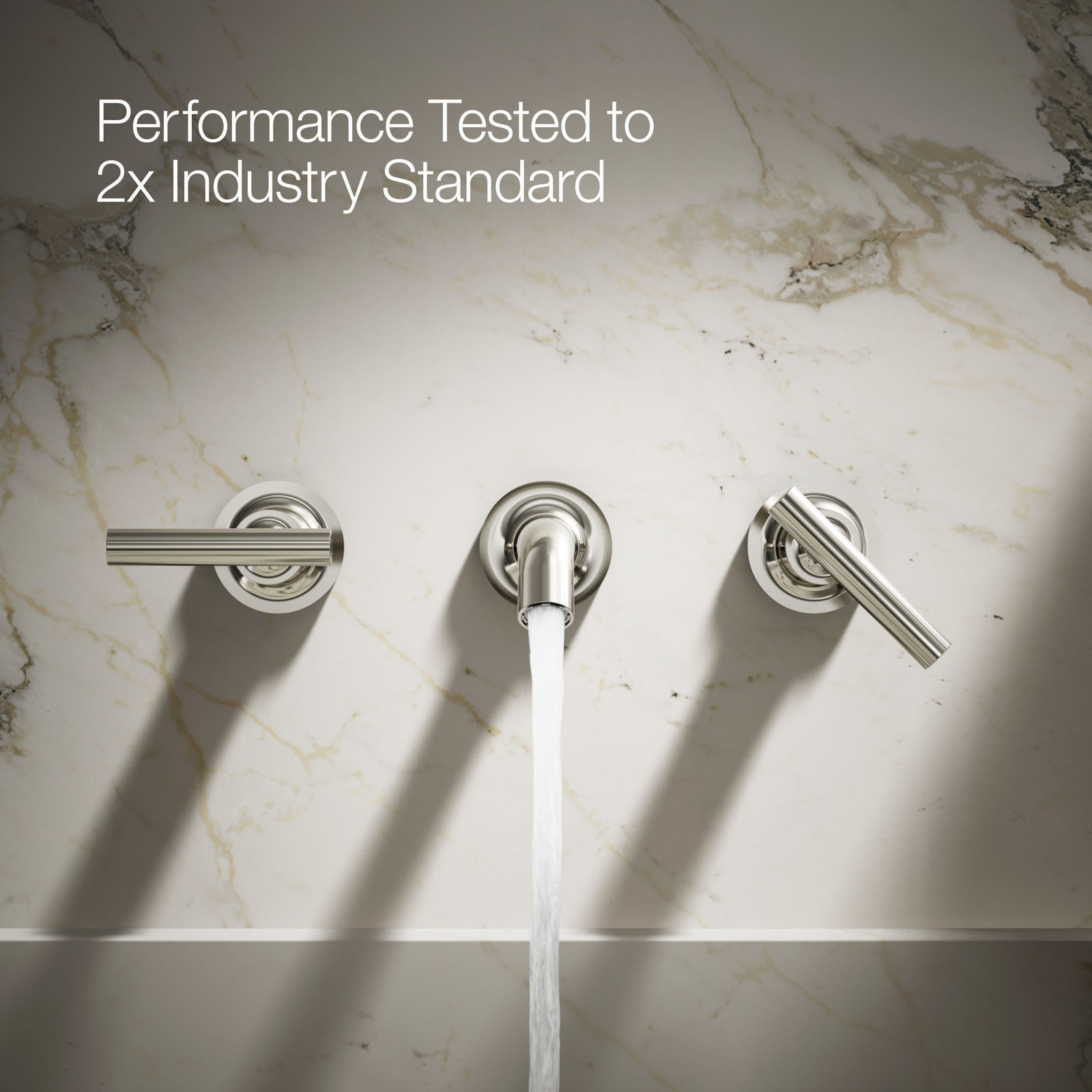 Purist Wall-Mounted Bathroom Faucet, Vibrant Polished Nickel, Lever Handle