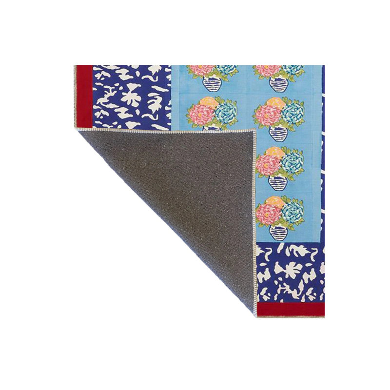 Blue Colored Heart Patterned Modern Geometric Woven Floor Carpet, Rectangle 2'4" x 4'