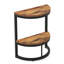 Table de bout demi-lune mince à 2 niveaux, table d'appoint en bois brun rustique avec tablette de rangement pour petits espaces et assemblage facile