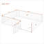 Pour chambre d'enfant, structure de lit grand format avec clôture et porte d'accès, fabrication en métal, blanc éclatant-129380413