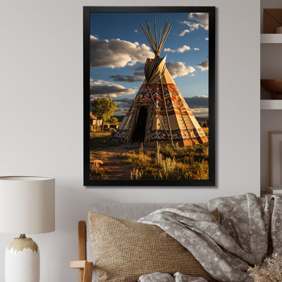 Beige Coral Native Tipi Serenitys Refuge - Cityscapes Canvas Art Print