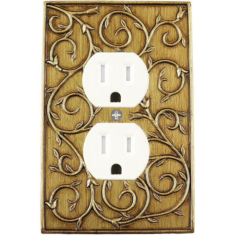 No Subject 1 - Gang Duplex Outlet Standard Wall Plate, Antique Gold