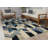 Hand Tufted Graphic Rug, Blue/Ivory-313536945