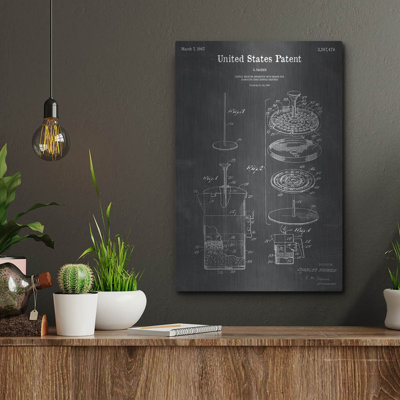 «Coffee Brewer Blueprint Vernis Chalkboard», art mural en métal