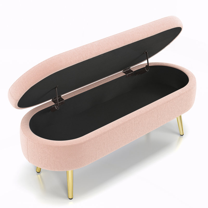 Banc de rangement repose-pieds ovale, Rose, Rose
