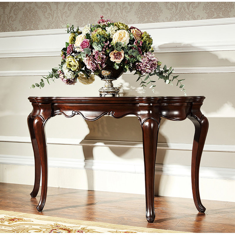 Ornate Curved-Top Console Table with Cabriole Legs, H 30,71 po x l 62,99 po x P 15,75 po