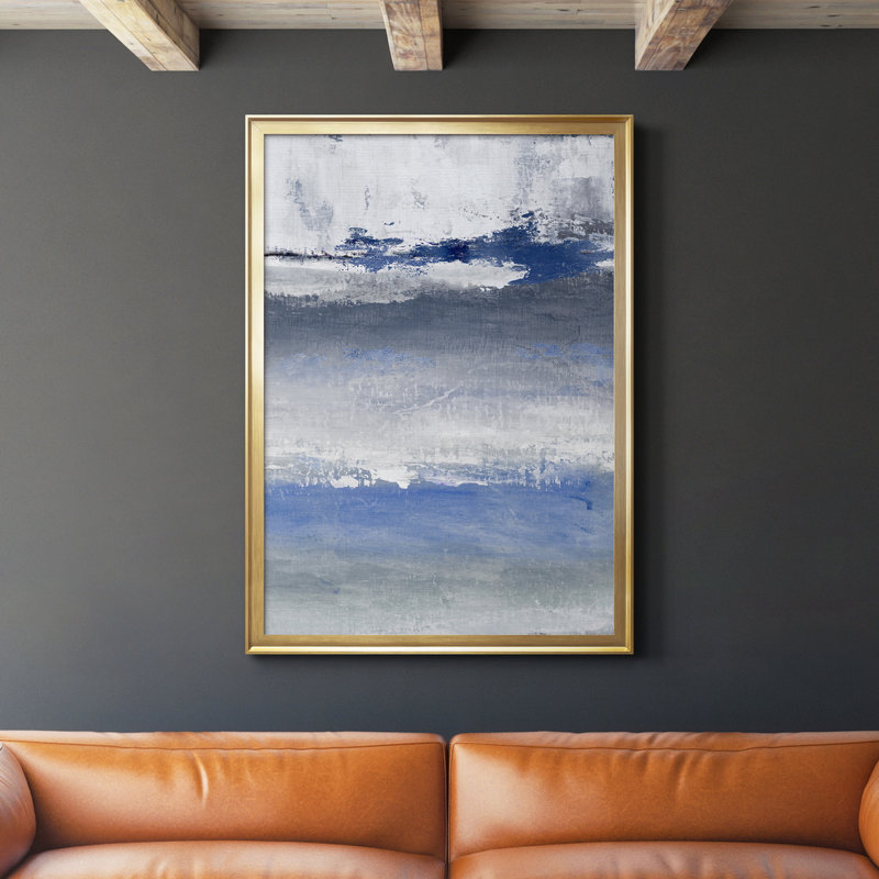 «Soft Solace Indigo», peinture sur toile encadrée, H 26,5 po x l 36,5 po x P 1,5 po, Or