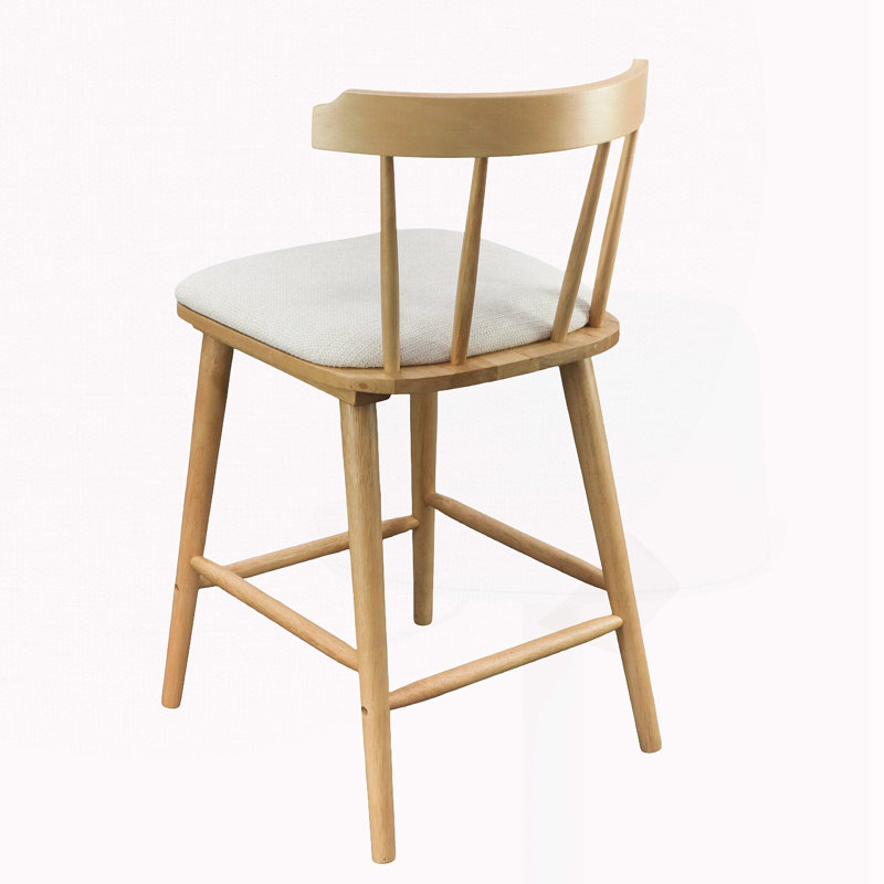Tabouret de comptoir en bois rembourré, ensemble de 4, Naturel, 4