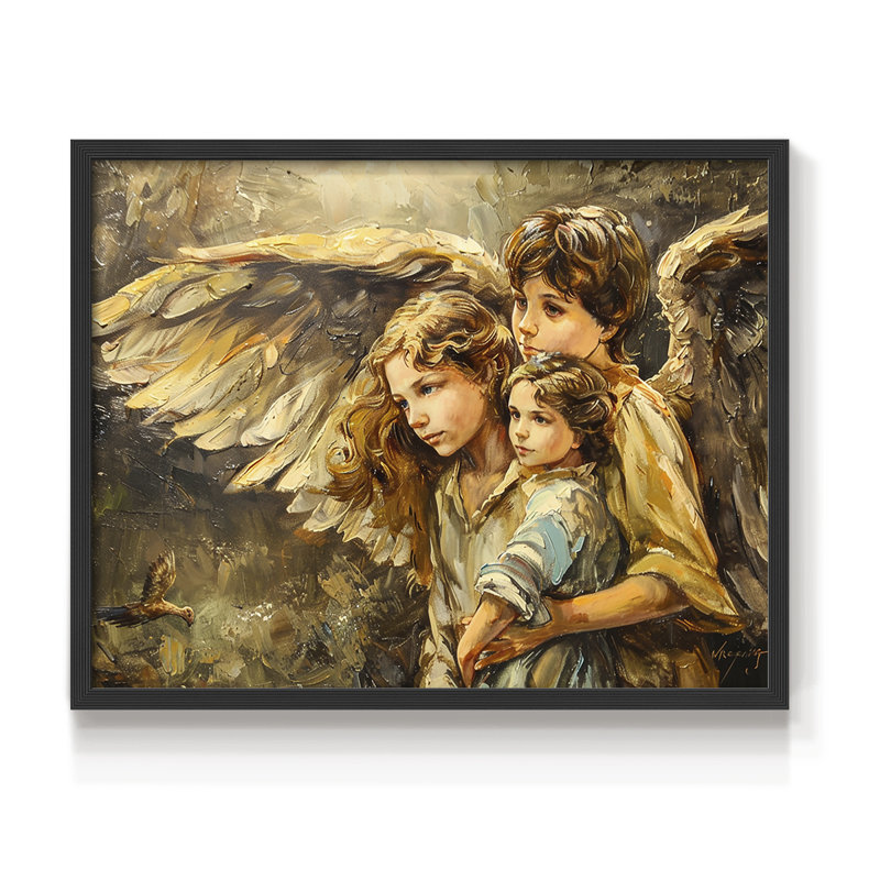 Angels From Above-XCV - Impression encadrée - Restickable, Cadre noir, H 11 po x l 14 po