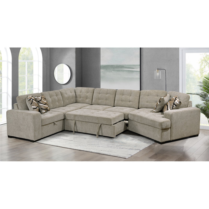 Canapé modulaire rembourré en U de 149 po Modern Large Large, Gris clair