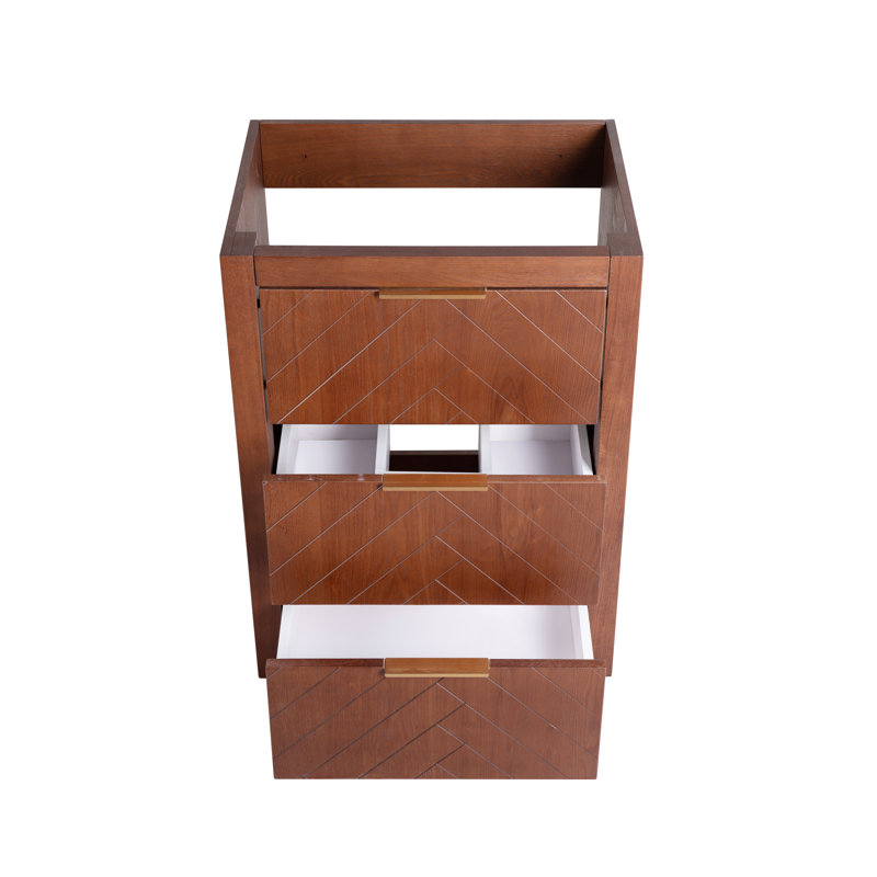 Meuble-lavabo autoportant 24 po avec plateau en chêne brun Daxton