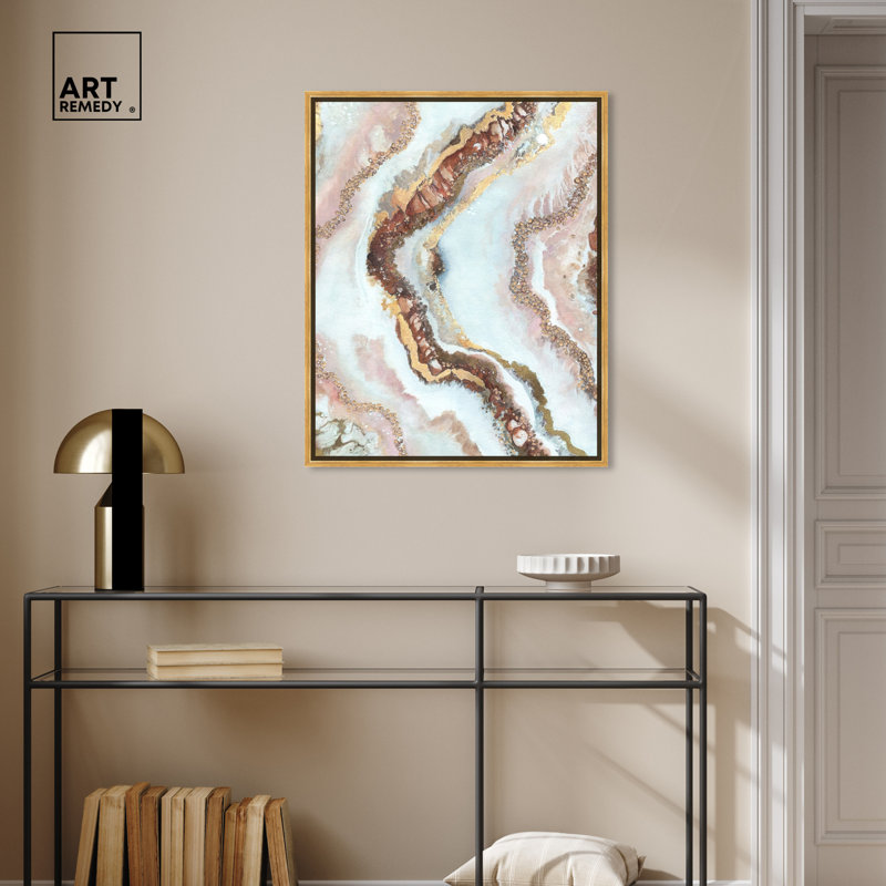 Geodes "Blush Geode" par Art Remedy sur, Encadrement doré, H 31 po x l 25 po