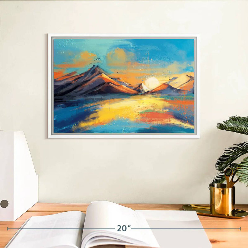 Coucher de soleil, paysage de Quenby, Cadre flottant blanc, 13 po x 9 po