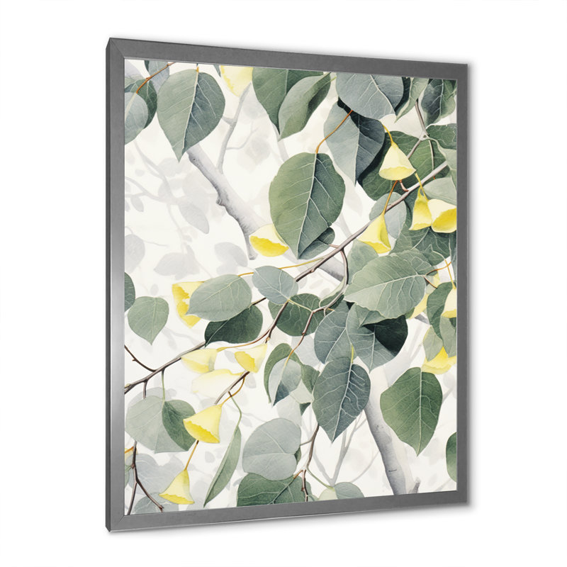 «White Green Minimalisme Eucalyptus Essence III» sur toile, Cadre photo argenté, H 40 po x l 30 po x P 1 po