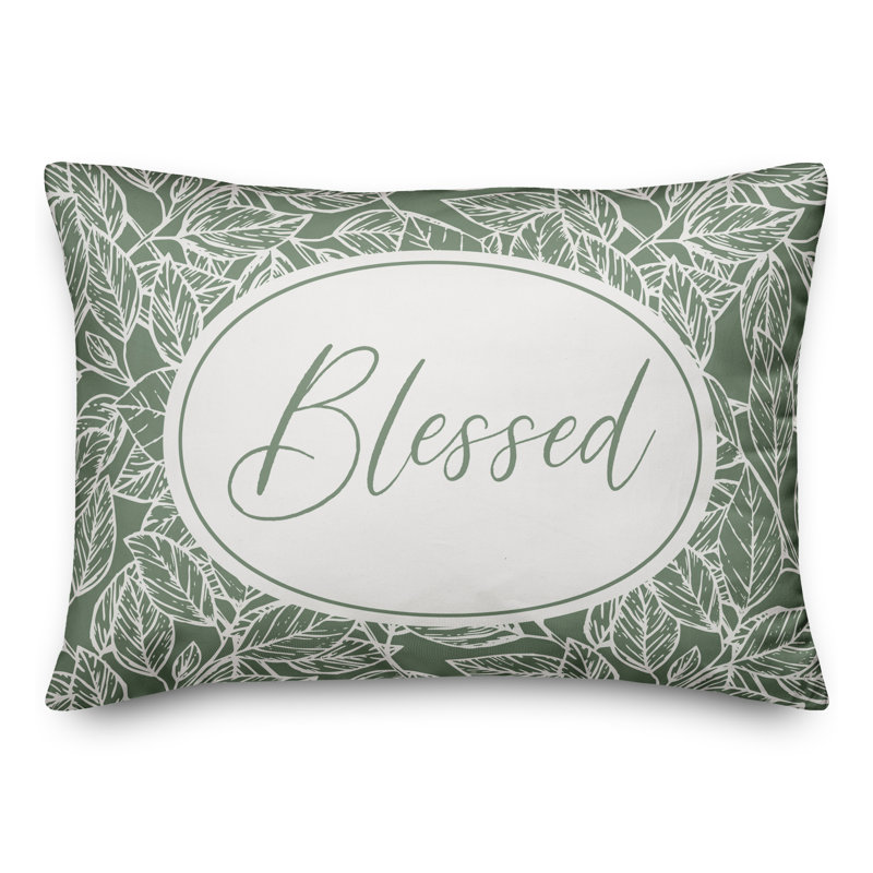 Floral Outdoor Reversible Throw Pillow, Green