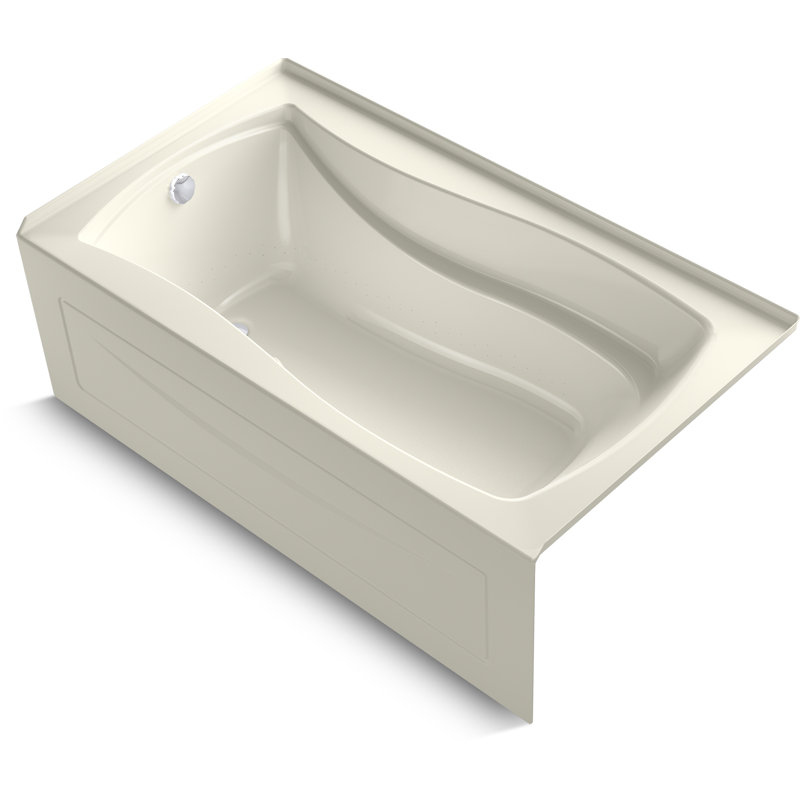 Mariposa Heated Bubblemassage 66" x 36"Alcove Air Bathtub, Biscuit, Left