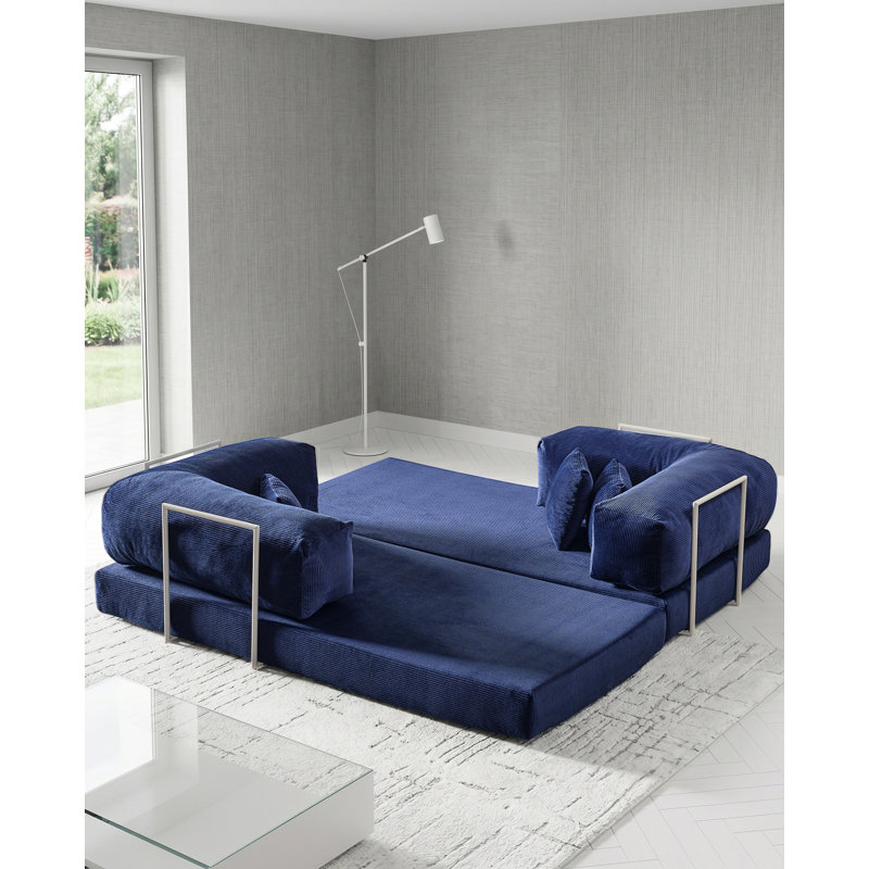 Canapé modulaire en velours bleu, bleu