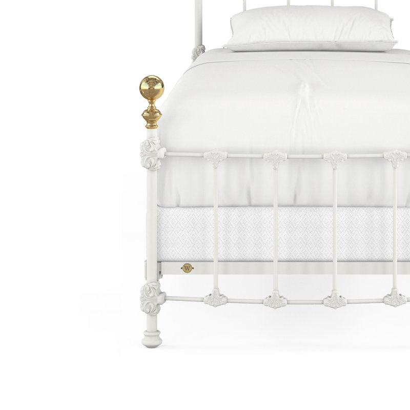 151 Palatial Bed | Complete Standard, Twin, Gloss Off-White/Antique Gold