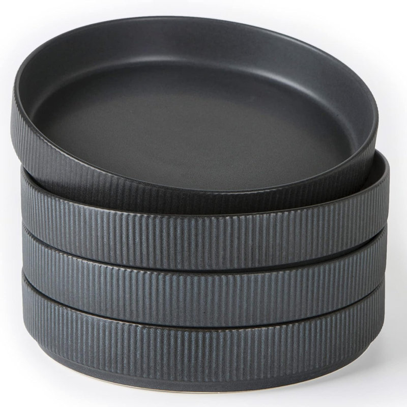 Stoneware Pasta Bowl Set (Set of 4), Matte Black