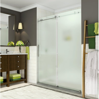 Coraline 56" W x 75" H Single Sliding Frameless Shower Door