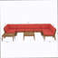 8 Seater Acacia Wood Sectional Sofa Set, Teak+red