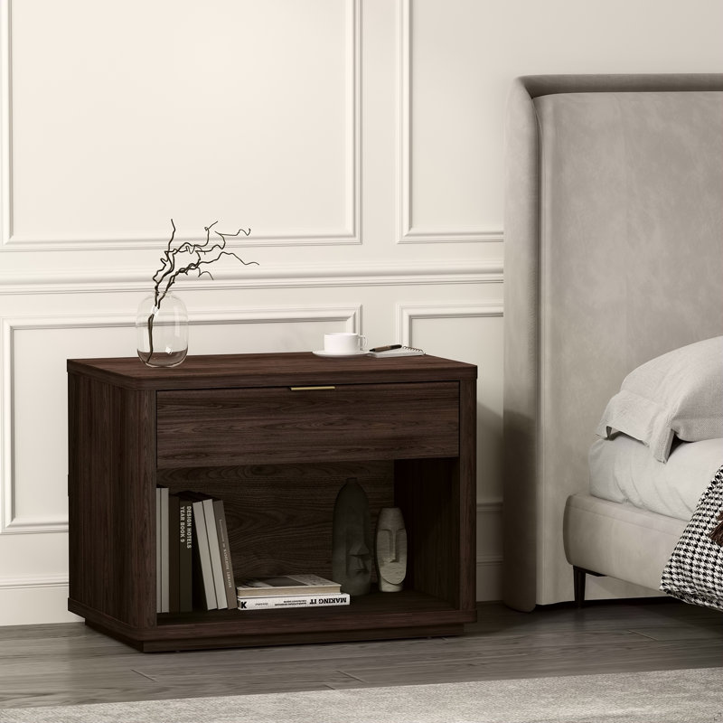 Table de chevet brune