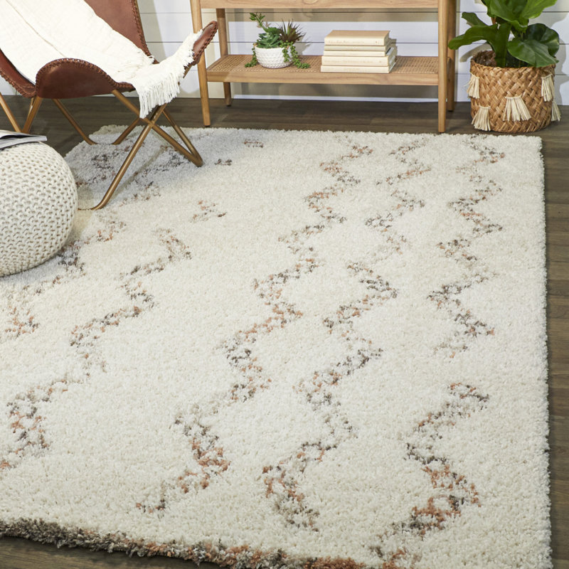 Tapis blanc / brun Frahm, Rectangle 5 pi 3 po x 7 pi