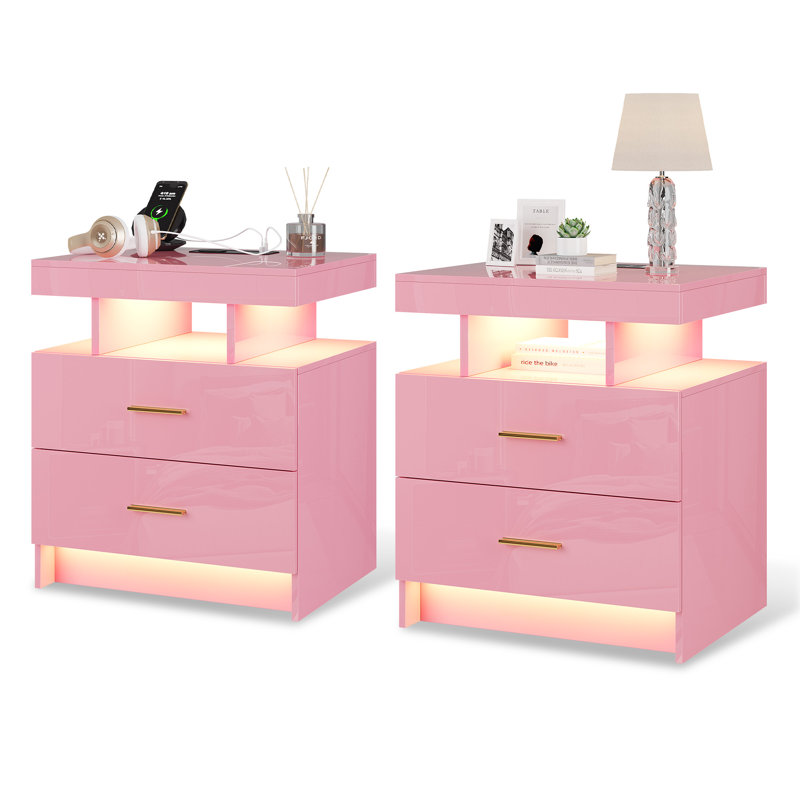 Ensemble de 2 tables de chevet, Pink