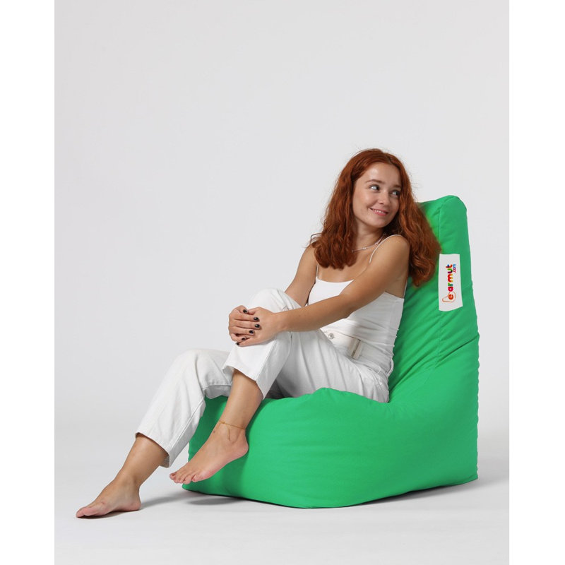 Polyester Outdoor Friendly Bean Bag Sofa, Green 100% Polyester