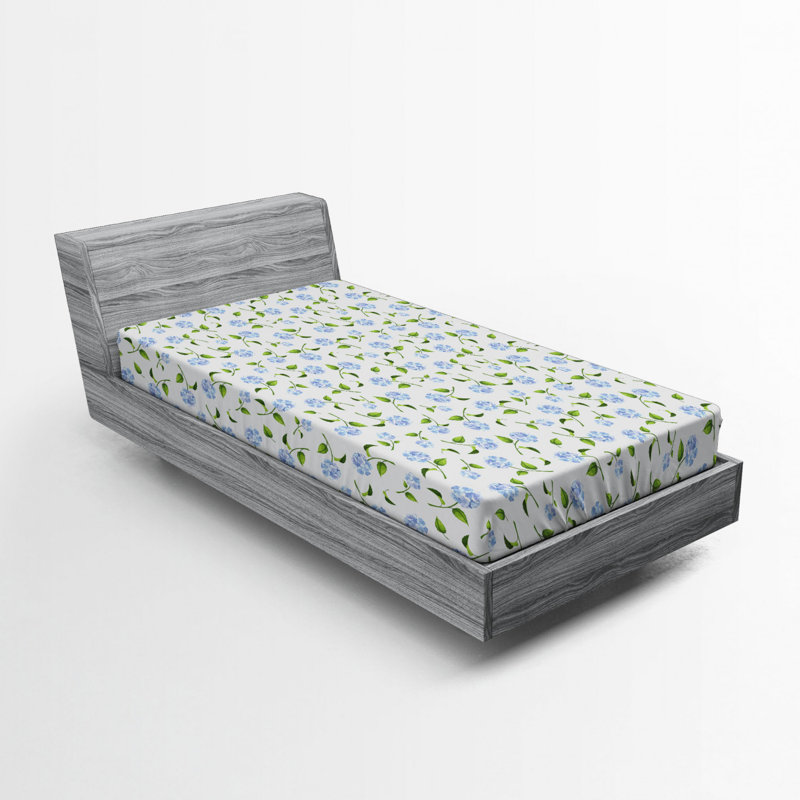 Microfiber Floral Fitted Sheet, Twin Fitted Sheet, Green Floral