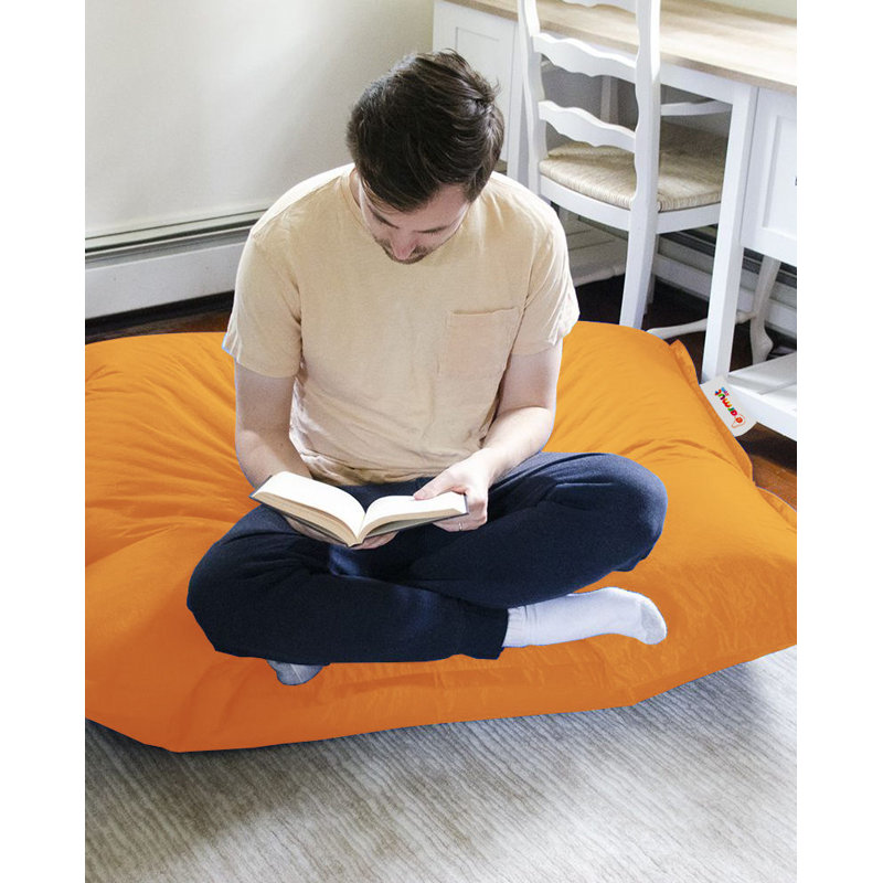 Original Garden Bean Bag Chair, Solid Orange Color, 39.4 x 39.4 x 7.9 inches | 100% Polyester Fabric, Waterproof | 100% Bead Styrofoam Filling, Hidden Double Zipper System | Perfect for Outdoor Entertainment & Relaxation