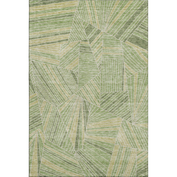 Premium Machine Washable Prisco Green Rug