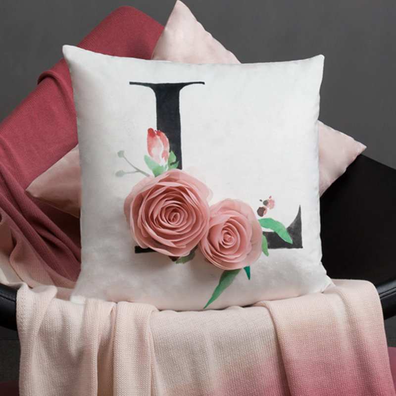  Housse de coussin en velours appliqué