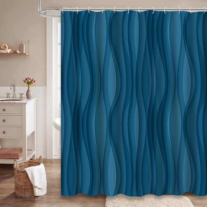 Rideau de douche Wavy Wave, L 72 po x l 84 po
