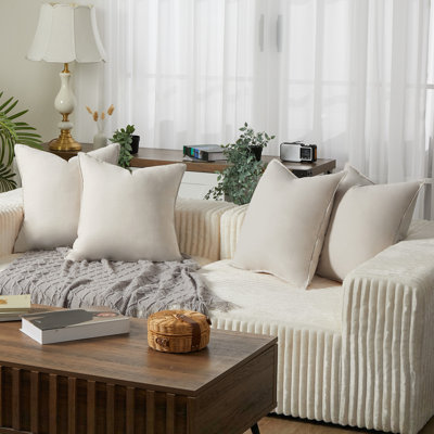 Ensemble de 4 housses de coussins décoratifs en lin 18 po x 18 po, housse de coussin décorative bohème naturelle pour canapé-lit, 2 kaki / 2 café, 2 kaki / 1 blanc / 1 café, 4 kaki