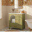 Meuble-lavabo moderne 30 po avec lavabo en céramique, 3 tiroirs et armoire semi-transparente (noir / vert)-106460377