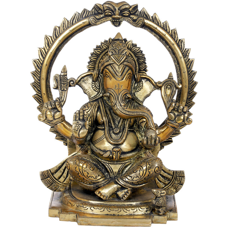 Figurine Chaturbhuja assise Ganesha