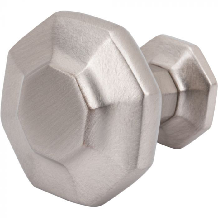 Palazzo Length Geometric Knob, 1 3/8", Brushed Satin Nickel